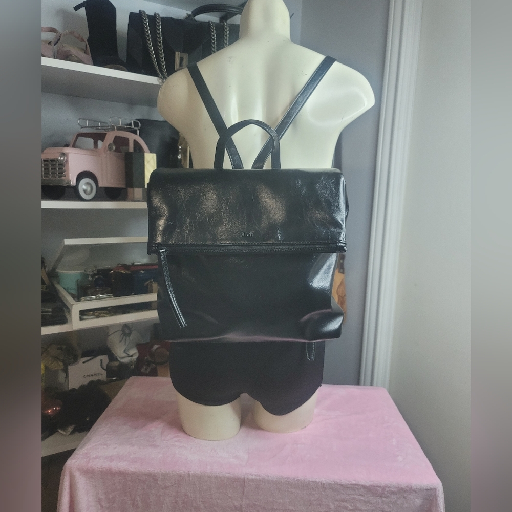 DKNY Black Leather Bag Patent Leather